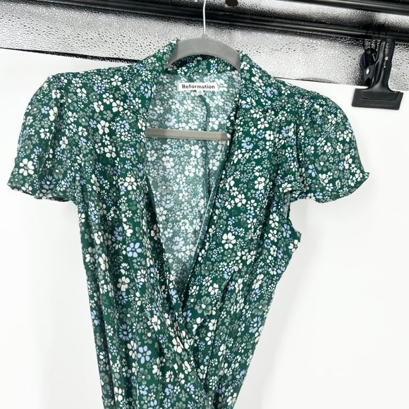 Reformation Kathy Floral Wrap Mini Dress in Saskia - Picture 4 of 6